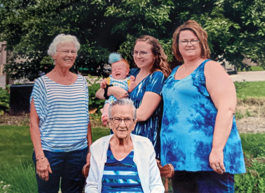 Wilma Schuerman with four generations of her family