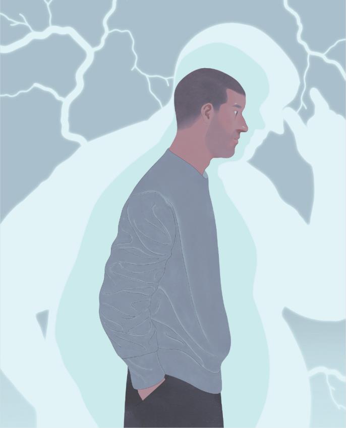 Illustration showing a man losing weight over time