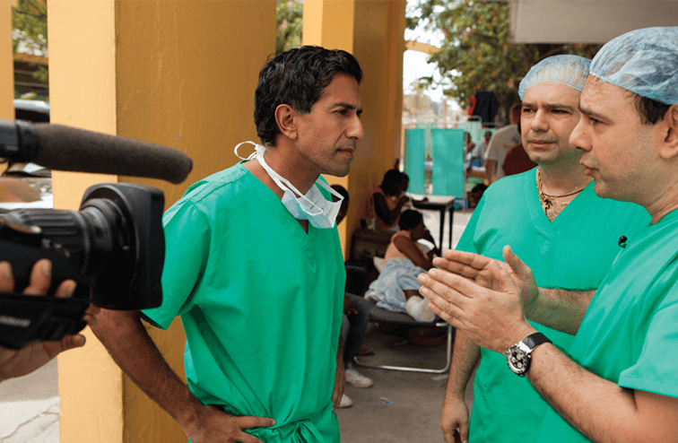 Dr. Gupta meeting with doctors in Haiti