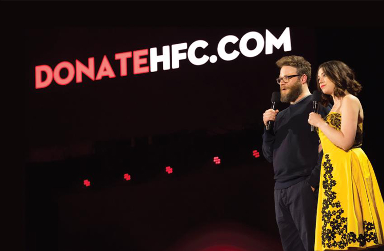 Joe and Laura Rogan presenting at their annual fundraiser