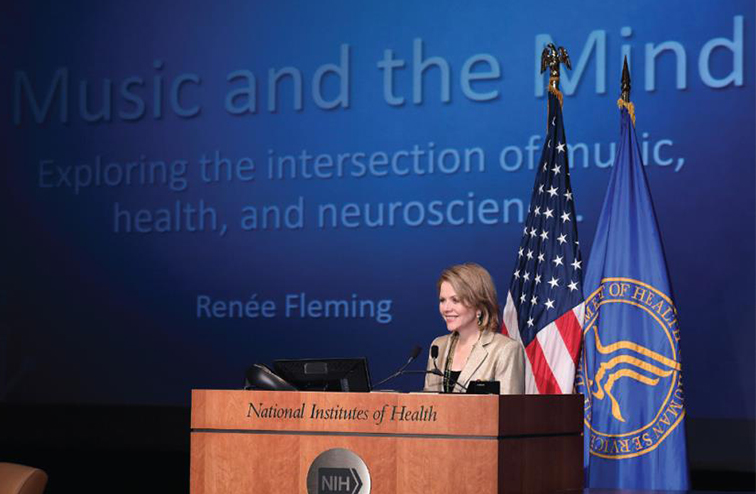 Renee Fleming speaking at the Aspen Institute